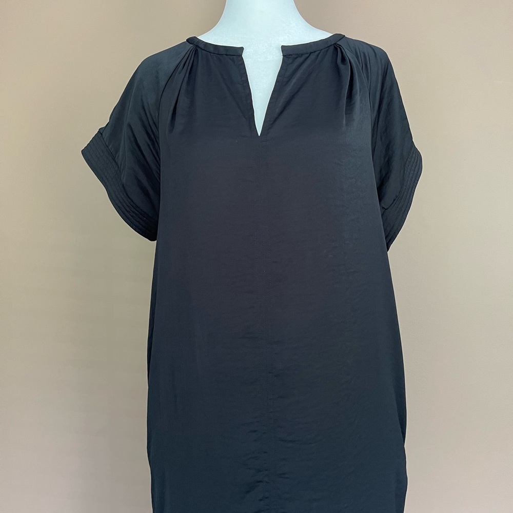 {Chico's} Tara Tee Dress Short Sleeve in Black - Size Chico's 0 (Small) - Picture 3 of 12